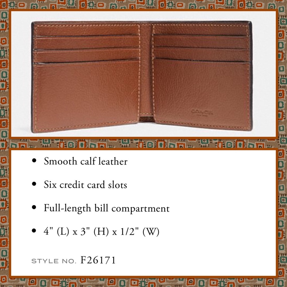 Authentic Coach slim billfold wallet - Picture 2 of 2